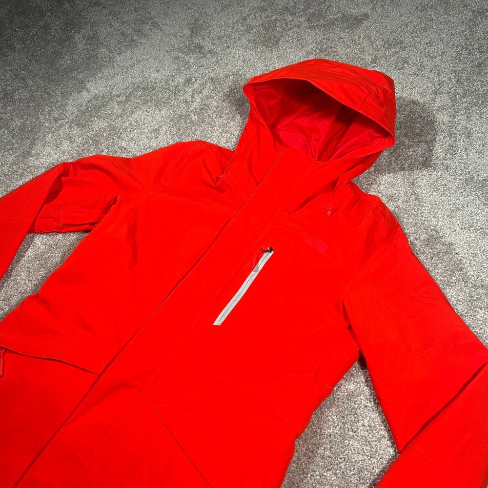 The North Face Womens Red Hooded Ski Jacket Shell Full Zip Small Powder Skirt - Picture 3 of 10